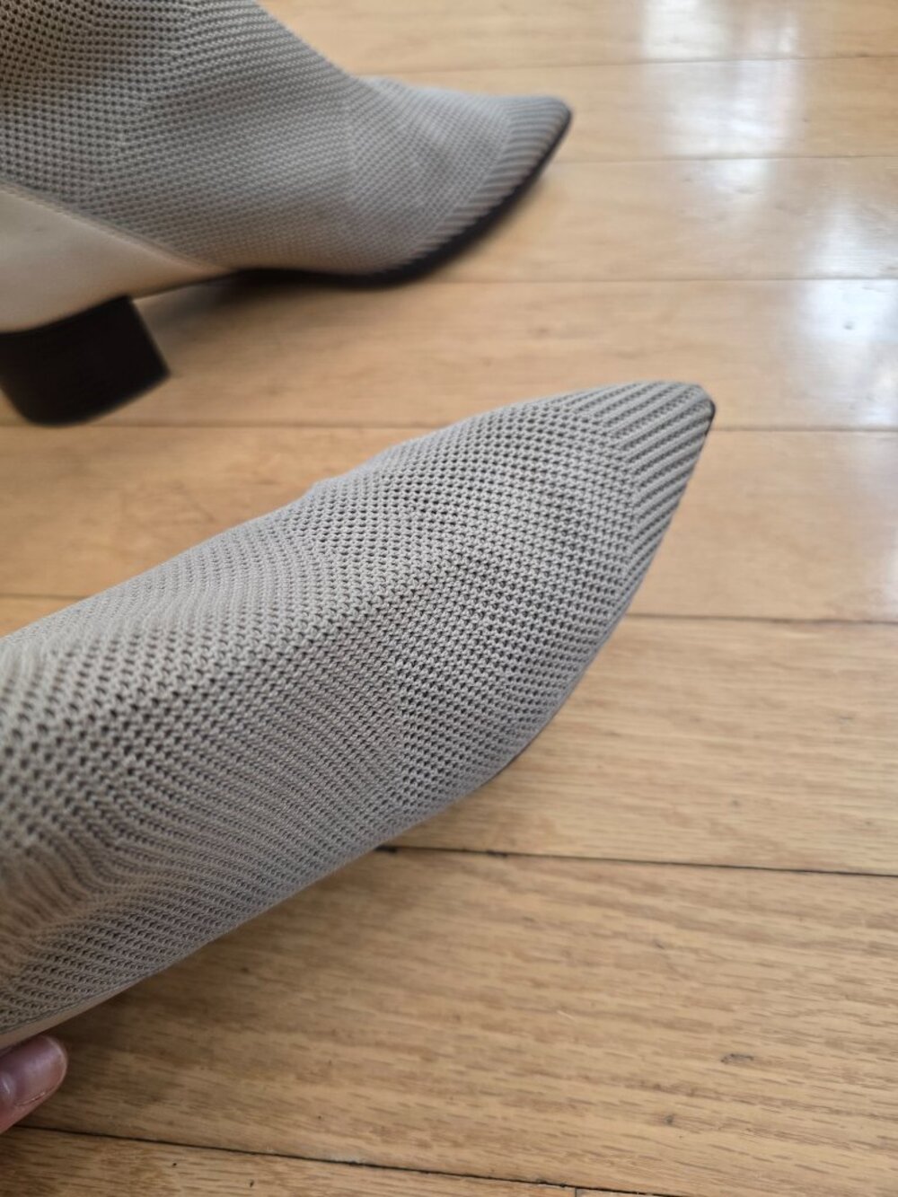 Everlane | Monochrome Taupe Beige Pointed Toe Knit Ankle Booties  | WMS 7.5 - Picture 3 of 11